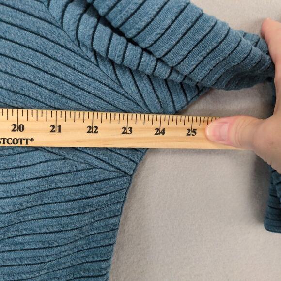 Cato Geometric Lines Blue Knit Midi Dress Plus Size 22/24W Lined Mock Neck - Picture 7 of 10